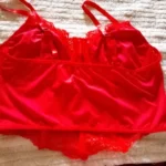 Elegant Red Lace Backless Crop Top with Underwire Support photo review