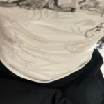 Trendy White Knitted Tee with Patch - Summer Style Essential photo review