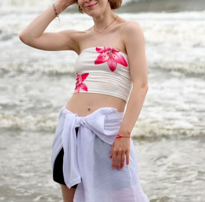 Floral Print Strapless Bandeau Tops for Summer Style photo review