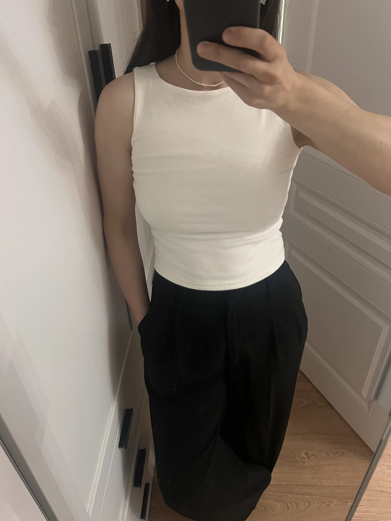 Luxurious Double Layer Boat Neck Tank Top - Soft Stretch Fit photo review