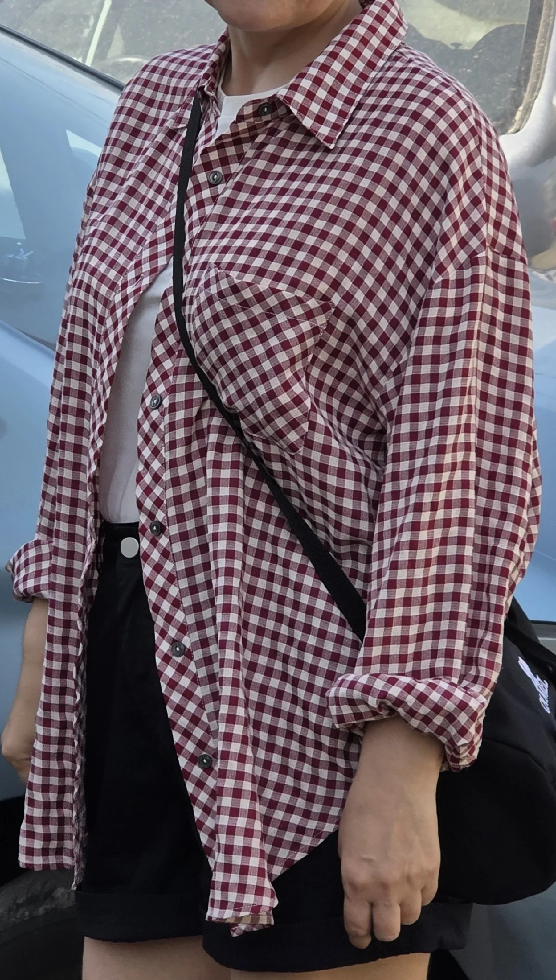 Retro Cotton Plaid Long Sleeve Blouse for Women photo review