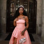 Elegant Yellow Strapless Pleated Dress for Special Occasions photo review