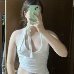Y2 K Backless Halter Crop Top White Cotton Stretch Summer Vest photo review