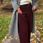 Fall-Friendly Wide Leg Corduroy Pants for Women in Ankola Red photo review