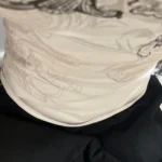 Trendy White Knitted Tee with Patch - Summer Style Essential photo review