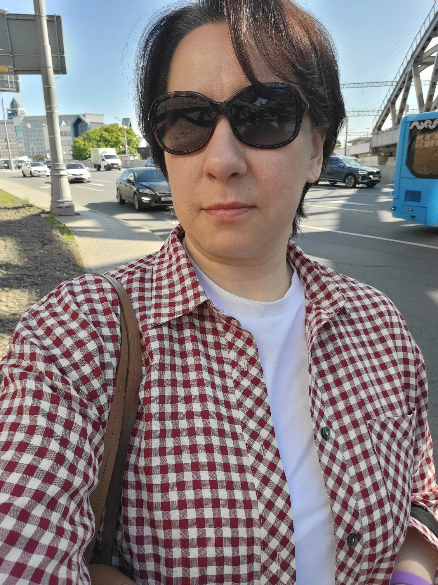 Retro Cotton Plaid Long Sleeve Blouse for Women photo review