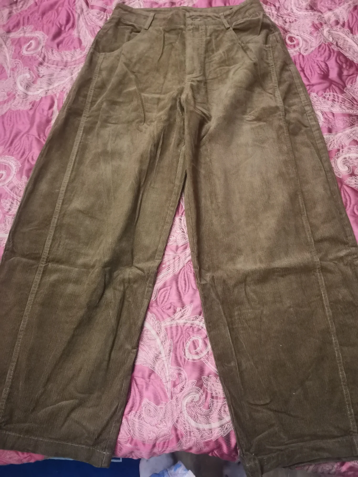 Fall-Friendly Wide Leg Corduroy Pants for Women in Ankola Red photo review
