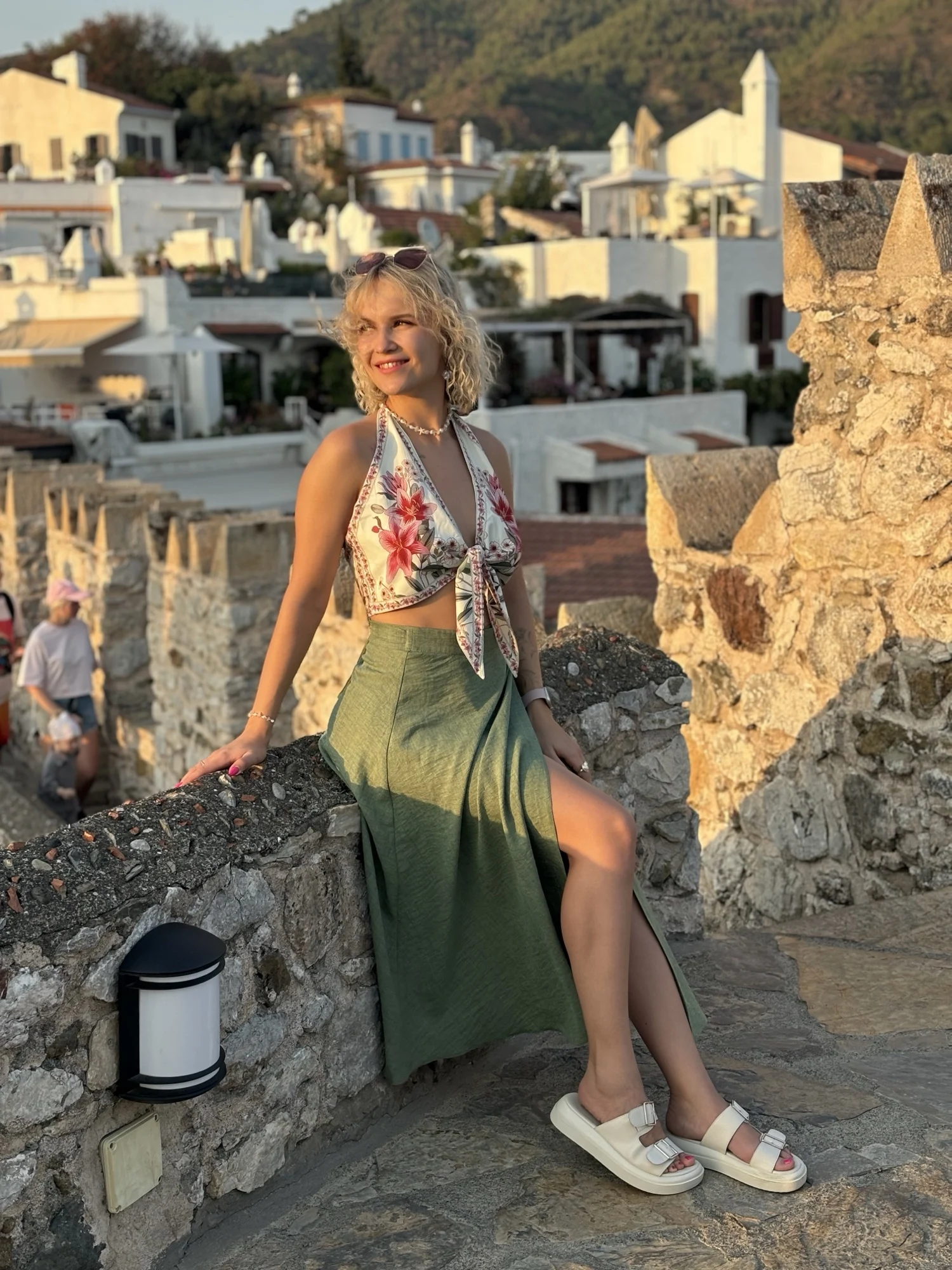 Boho Floral Halter Crop Top with Bow Tie Detail Summer Tank photo review