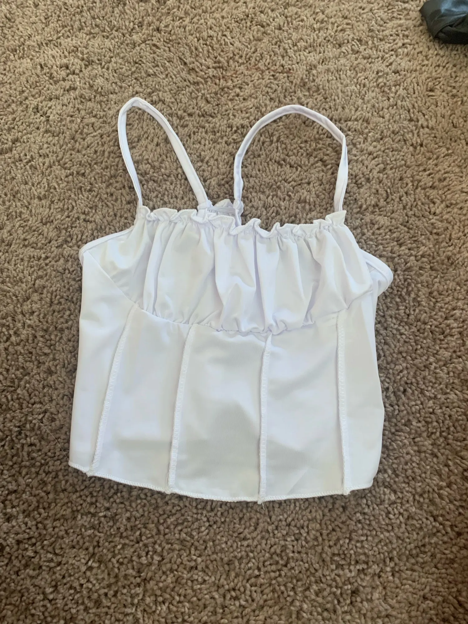Satin Ruffle Tank Top Women's Summer Tassel Blouse Stretch photo review