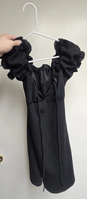Elegant Black Backless Mini Dress with Lace-Up Detail photo review