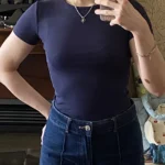 Retro Y2 K Crop Top - Stretchy Cotton Blend Summer Essential photo review
