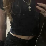 Retro Y2 K Crop Top - Stretchy Cotton Blend Summer Essential photo review
