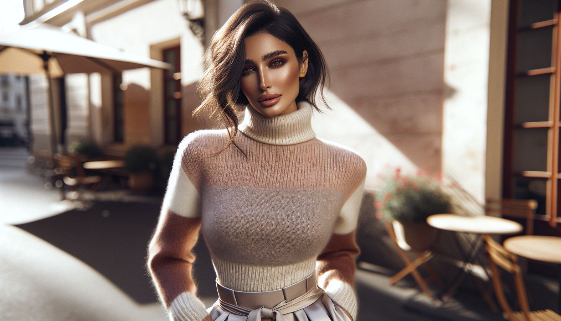 High Neck Sweaters With Skirts