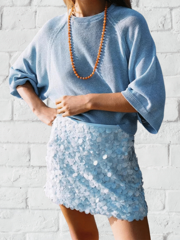 Chic Blue Sequin Mini Skirt for Effortless Summer Style