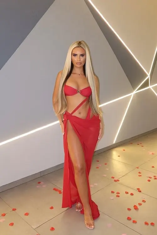 Red String Bikini 3-Piece Set with Wrap Skirt & Cut-Outs photo review