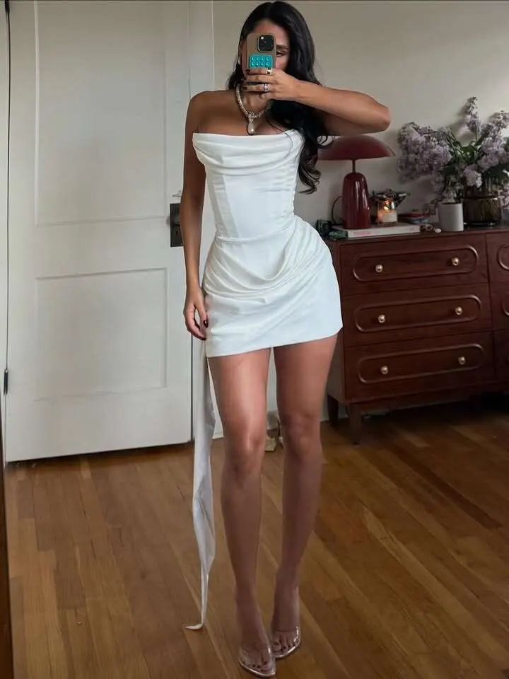 Glamorous Backless A-Line Mini Dress - Off Shoulder Party Style photo review