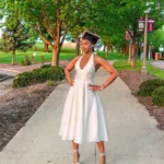 Pink Jacquard Halter Wedding Guest Dress - Backless A-Line photo review