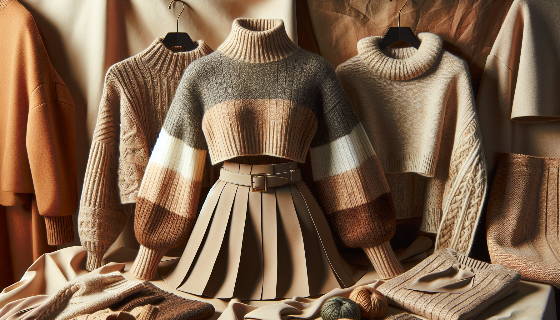 High Neck Sweaters With Skirts