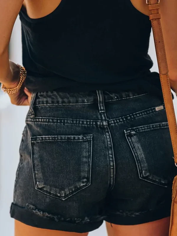 New Women Summer Black Denim Shorts Fashion High Waist Elastic Shorts Jeans S-2XL Global Drop Shipping
