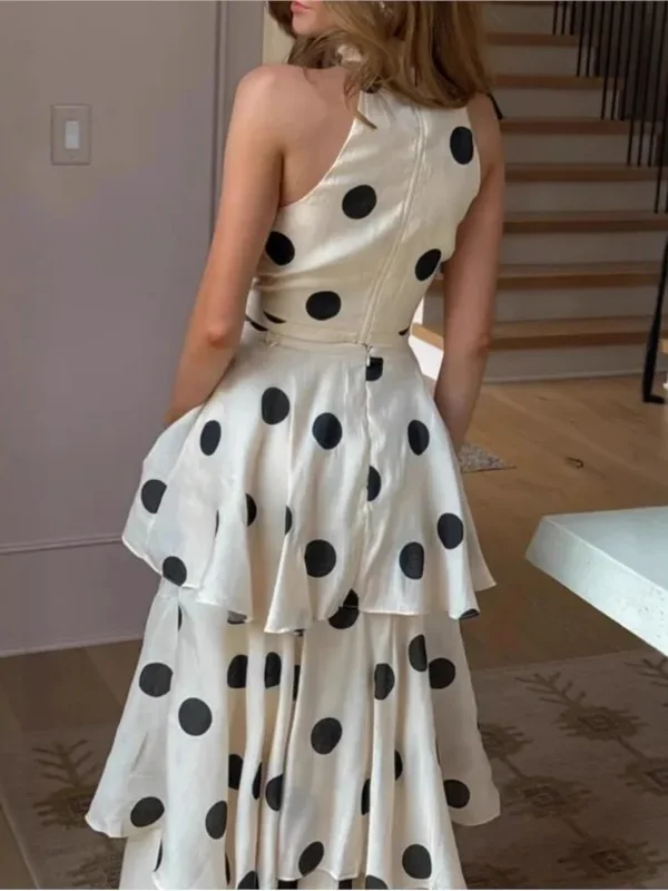 Chic Polka Dot Women's Summer Two-Piece Set for Commuting