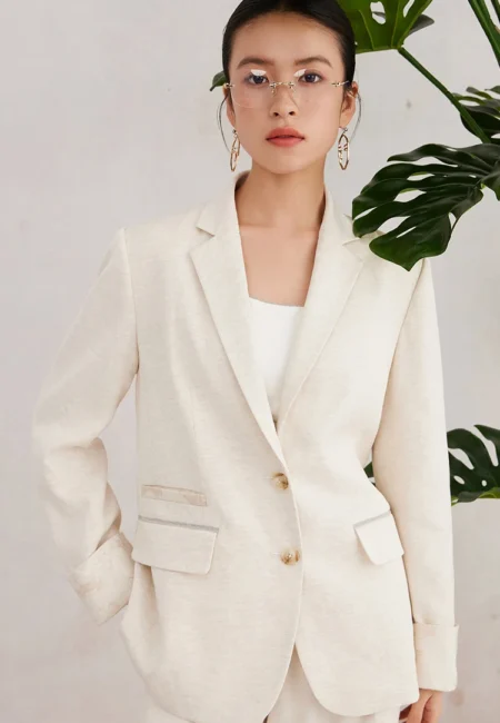 Sophisticated Women's Linen Blazer for Spring Business Elegance