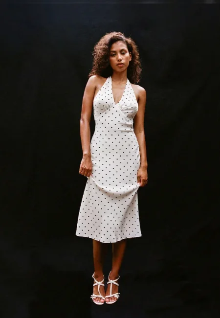 Satin Polka Dot Halter Mini Dress - Backless Vintage Summer Style