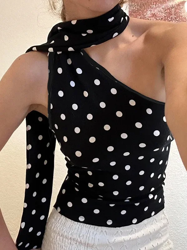 Chic Backless Polka Dot Tank Top for Elegant Summer Outings