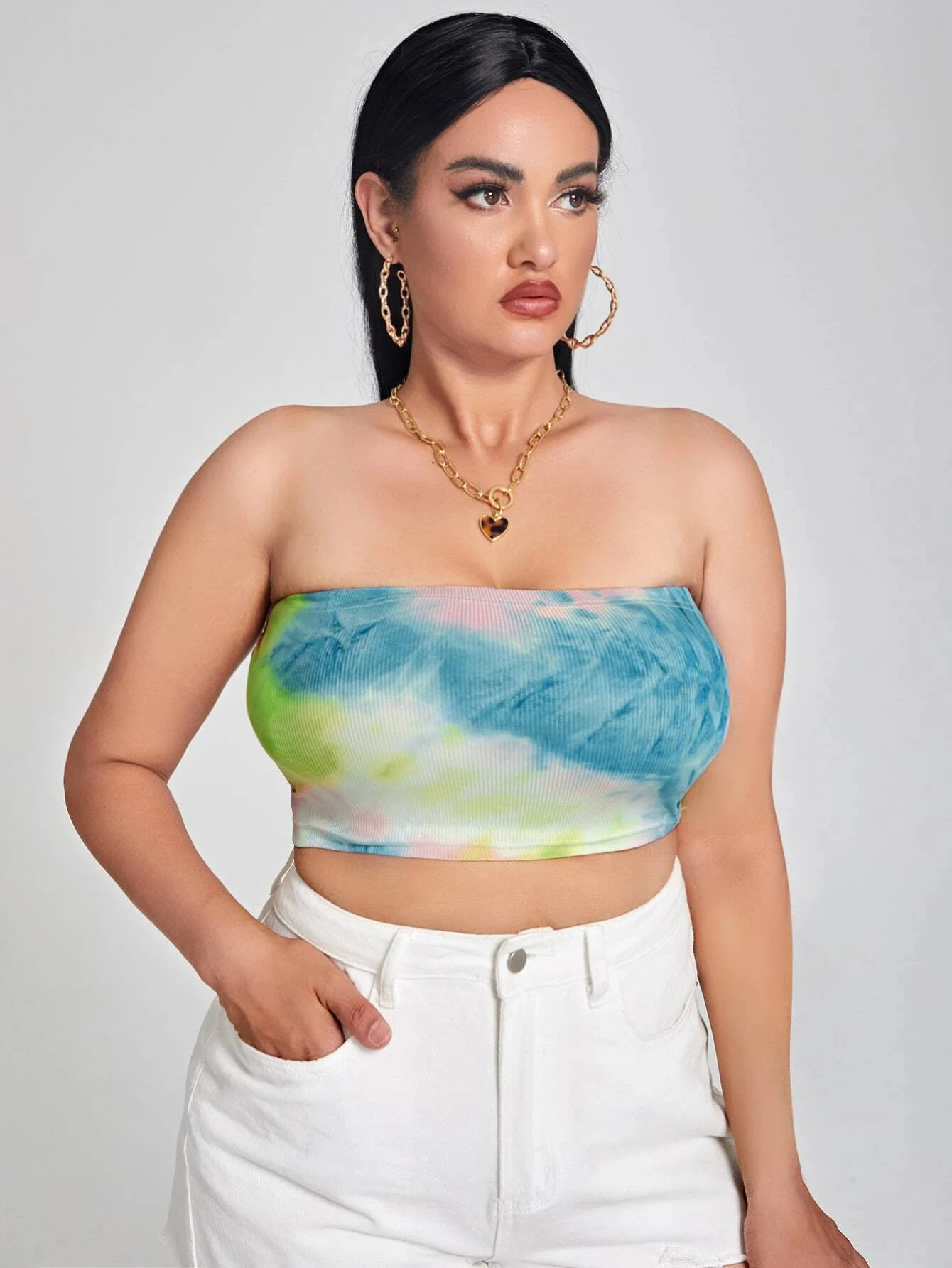 kf-S0a041c23c7d246c2b68f4b43bf420d20F Curve-Hugging Sky Blue Tie Dye Crop Tube Top for Summer Bliss