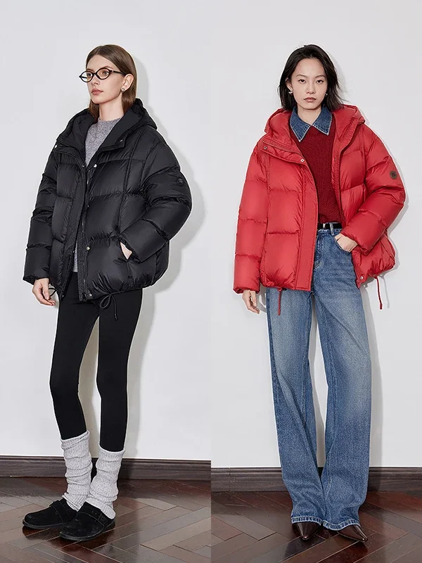 TOYOUTH Women Hooded Down Jacket  Winter New Color Blocking Splicing Waterproof Thicking Warm Bread Jacket