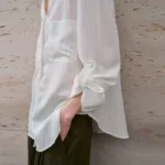 100% Linen White Shirt Women Lapel Cardigan Long-sleeved Solid Color Casual Loose High Street Fashion Chic Sun-protective Blouse - Image 4