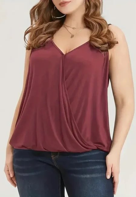 Breathable V-Neck Tank Top for Women - Summer Polyester Comfort