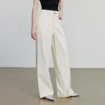 Chic Beige Wide Leg Pants for Women - Eco-Friendly Comfort