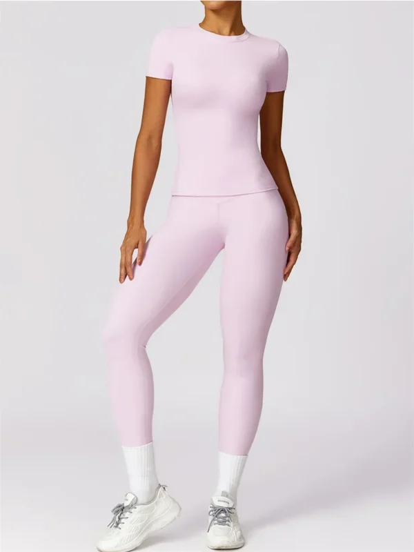 Premium Seamless Yoga Set Women Pink High-Waist Activewear