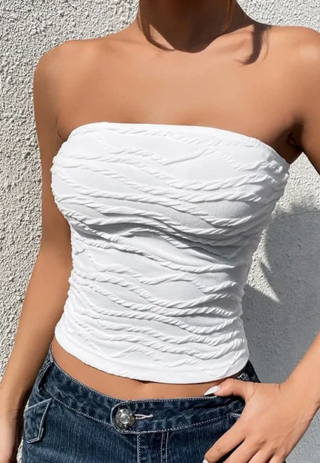 Trendy Strapless Tube Top - Stretchy Summer Crop Tank