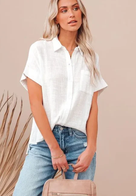 Casual Loose Cotton Linen Blouse for Women - Summer Style