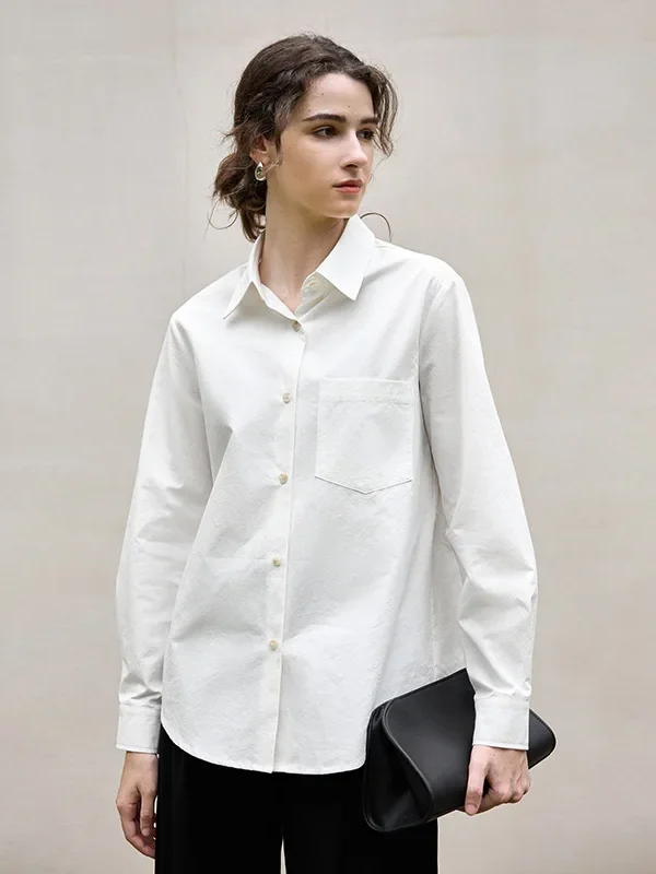Chic Women's White Cotton Linen Blouse - Casual Elegance