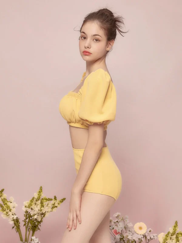 New Women's Bikini Swimsuit High Waist Bubble Sve Thermal Beach Swimming Costume ming Separate Design Sport Fitn Fa...