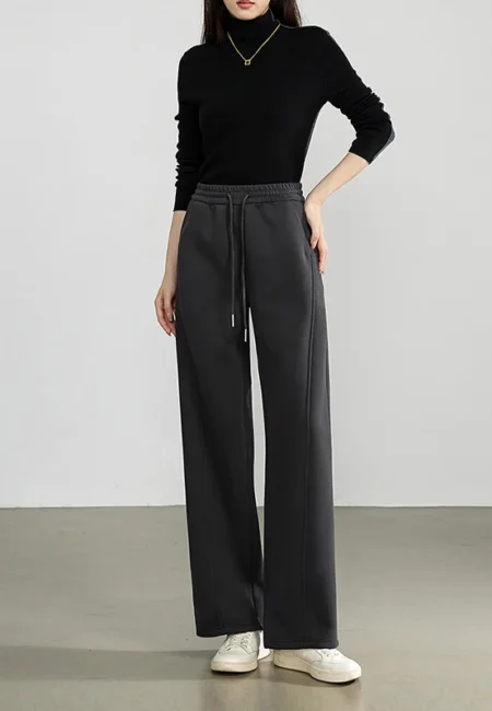 TOYOUTH Women's Cotton Wide Leg Pants for Cozy Autumn Style