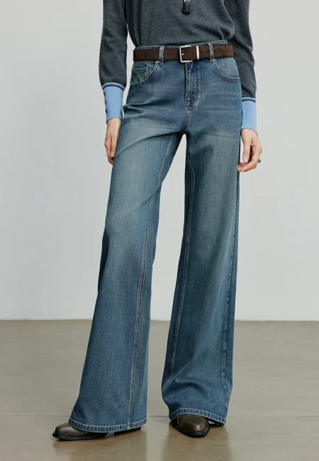 Retro Flare Women’s Denim Jeans - Stylish Lycra Fit for Fall