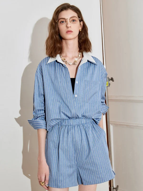 Stylish Striped Two-Piece Set for Women's Spring Fashion