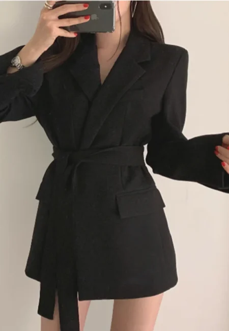 Women's Polyester Blazer Jacket - Versatile Autumn Winter Wear