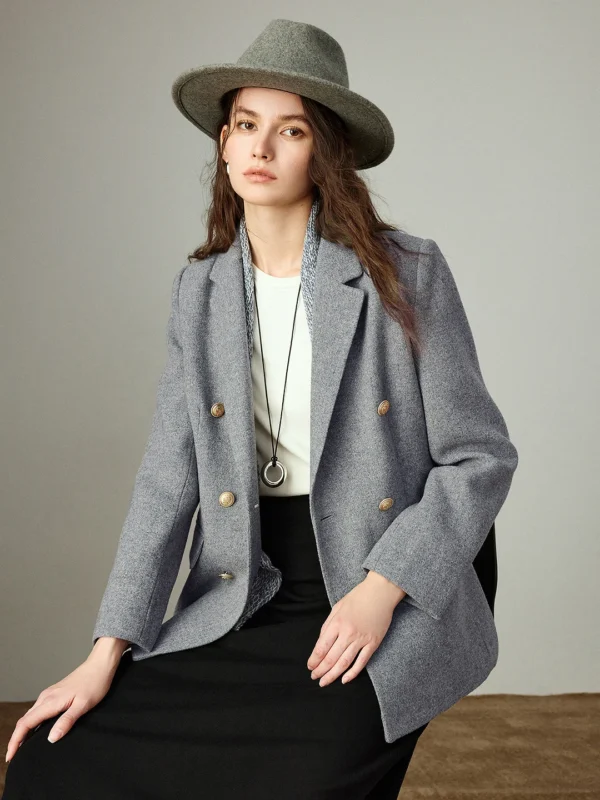 TOYOUTH Women Wool Coat  Winter New Lapel Collar Woolen Office Lady Workwear Blazer