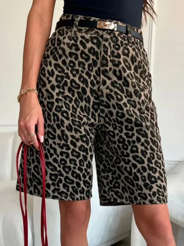 Chic High-Waisted Leopard Print Cotton Shorts for Women