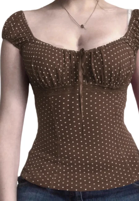 Trendy Women's Dot Print Tie-Up T-Shirt for Summer Fun