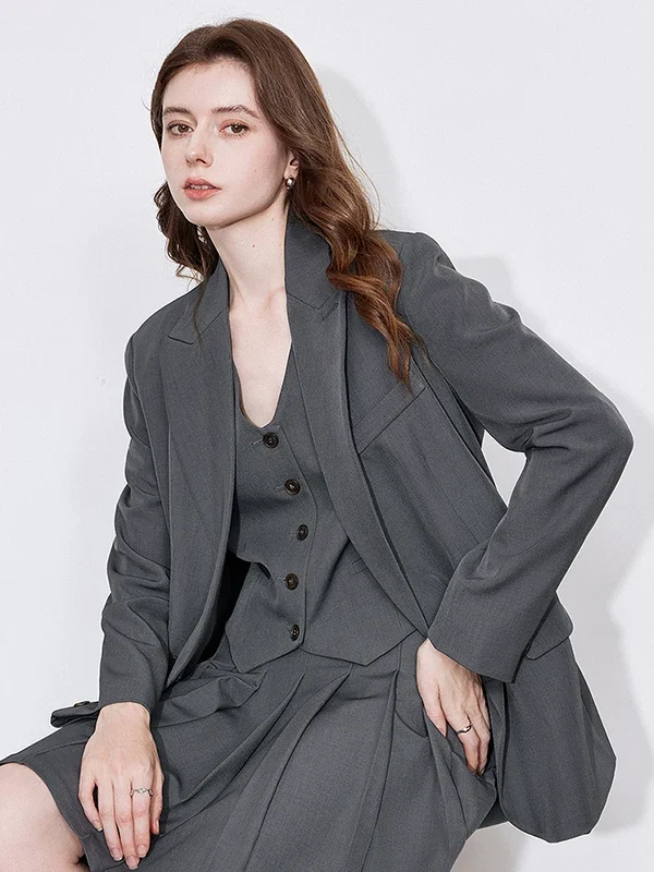 TOYOUTH Women Blazer  Spring New Fashionable Turn Down Collar  Fit Work Commuting Versatile Suit Jacket