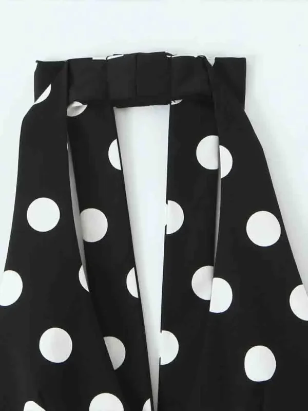 European style new women's fashion versatile temperament simple bow-decorated polka dot halter neck top