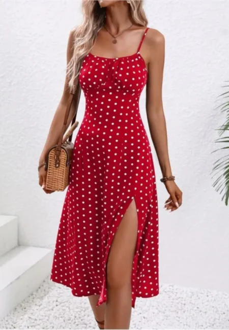 Backless Polka Dot A-Line Midi Dress - Boho Summer Style