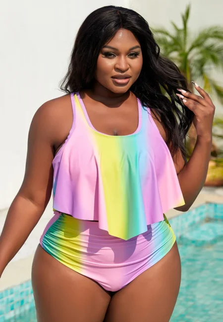 Floral High-Waist Bikini Set for All Body Types - Sizes Up to 4 XL