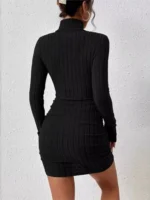 Chic Turtleneck Bodycon Mini Dress for Elegant Autumn Nights - Image 2