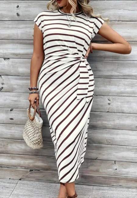Flowy Striped Knot Dress - Breathable Summer Comfort